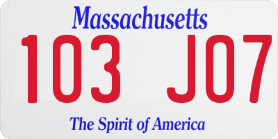 MA license plate 103JO7