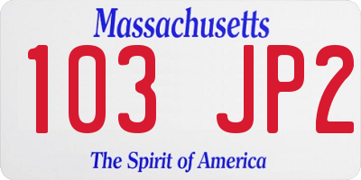 MA license plate 103JP2