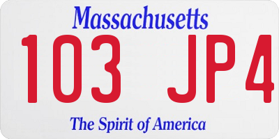 MA license plate 103JP4