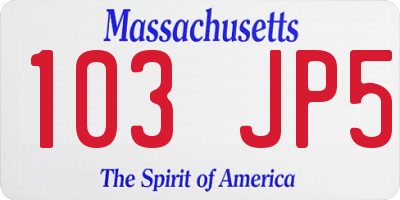 MA license plate 103JP5