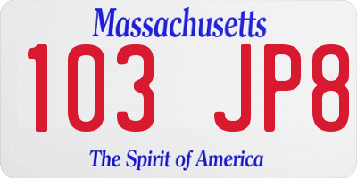 MA license plate 103JP8