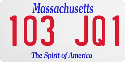 MA license plate 103JQ1