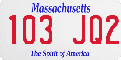 MA license plate 103JQ2