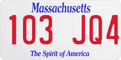 MA license plate 103JQ4