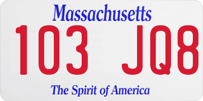 MA license plate 103JQ8