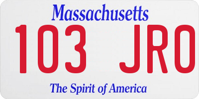 MA license plate 103JR0