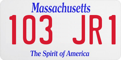 MA license plate 103JR1