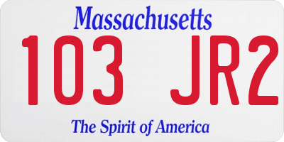 MA license plate 103JR2