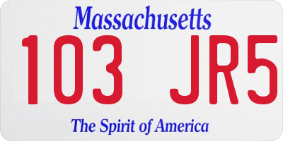 MA license plate 103JR5
