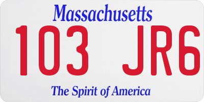 MA license plate 103JR6
