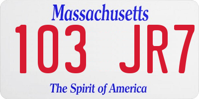MA license plate 103JR7