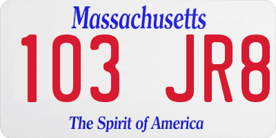 MA license plate 103JR8