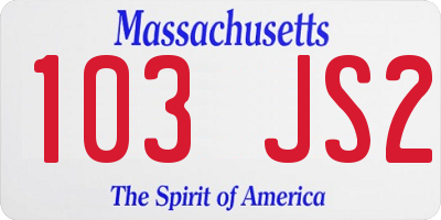 MA license plate 103JS2