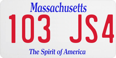 MA license plate 103JS4