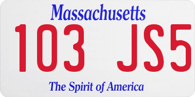 MA license plate 103JS5