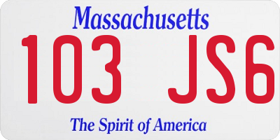 MA license plate 103JS6