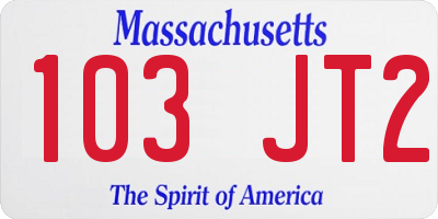 MA license plate 103JT2