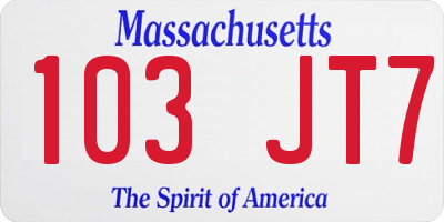 MA license plate 103JT7