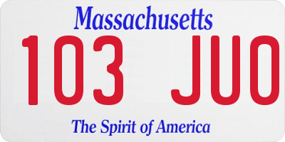 MA license plate 103JU0