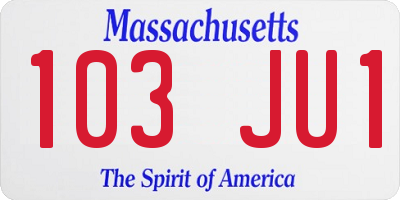 MA license plate 103JU1