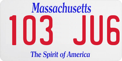 MA license plate 103JU6