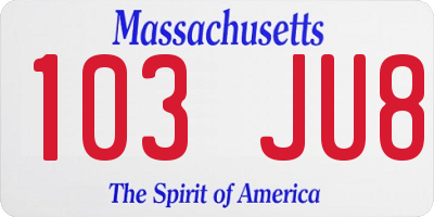 MA license plate 103JU8