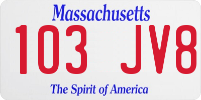 MA license plate 103JV8