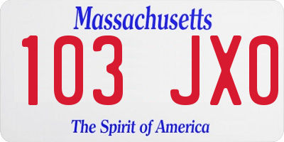 MA license plate 103JX0