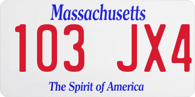 MA license plate 103JX4