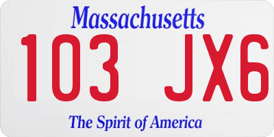 MA license plate 103JX6