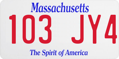 MA license plate 103JY4