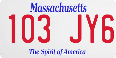 MA license plate 103JY6