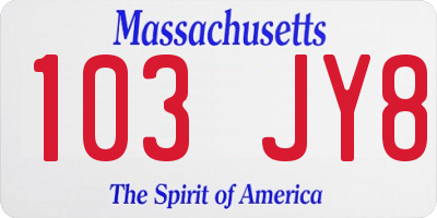 MA license plate 103JY8