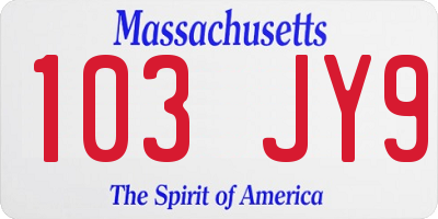 MA license plate 103JY9