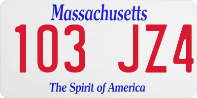 MA license plate 103JZ4