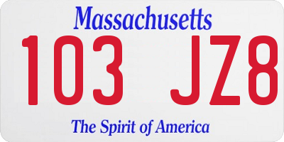 MA license plate 103JZ8