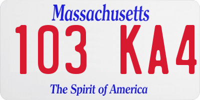 MA license plate 103KA4