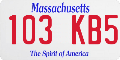 MA license plate 103KB5