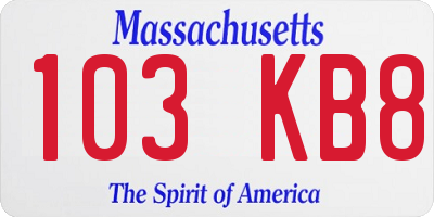 MA license plate 103KB8