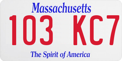 MA license plate 103KC7