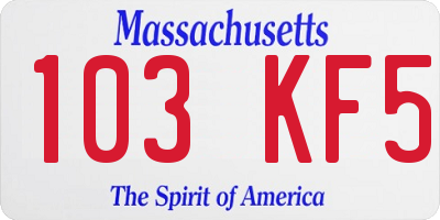 MA license plate 103KF5