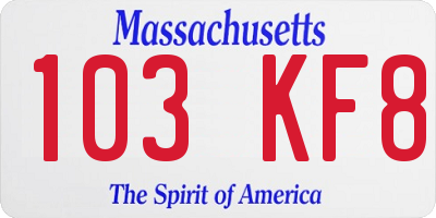 MA license plate 103KF8