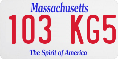 MA license plate 103KG5