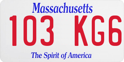 MA license plate 103KG6