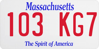 MA license plate 103KG7