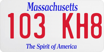 MA license plate 103KH8