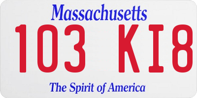 MA license plate 103KI8