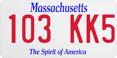 MA license plate 103KK5