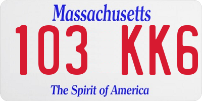 MA license plate 103KK6