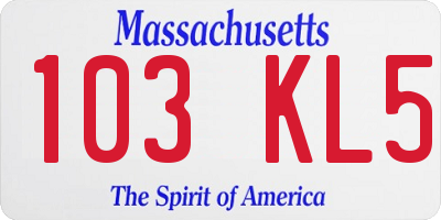 MA license plate 103KL5